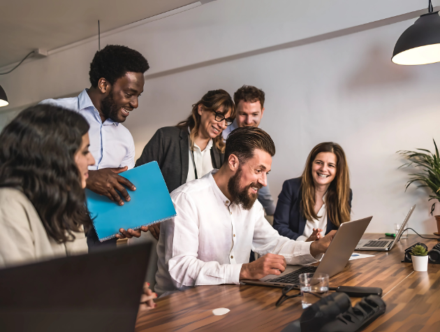 In-house counsel leading a diverse team meeting on actionable DEI strategies in a corporate boardroom