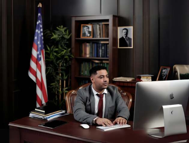 LawyerCode Future of legal services: A lawyer working on a computer with code visible on the screen and legal documents in the background.
