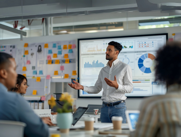 In-house legal team reviewing artificial intelligence audit data on digital dashboard
