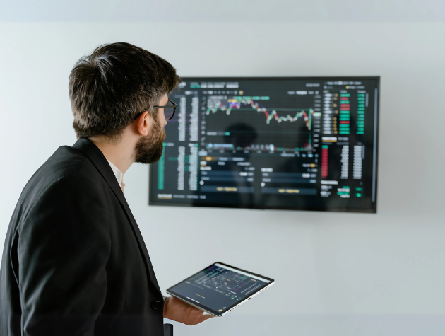 In-house counsel reviewing digital data privacy strategy on a virtual screen