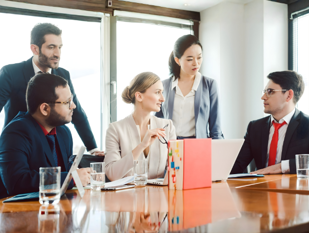 In-house legal leaders collaborating on AI-informed decisions