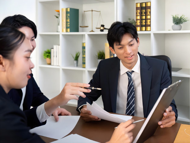 In-house legal counsel reviewing documents while discussing culture risk for counsel