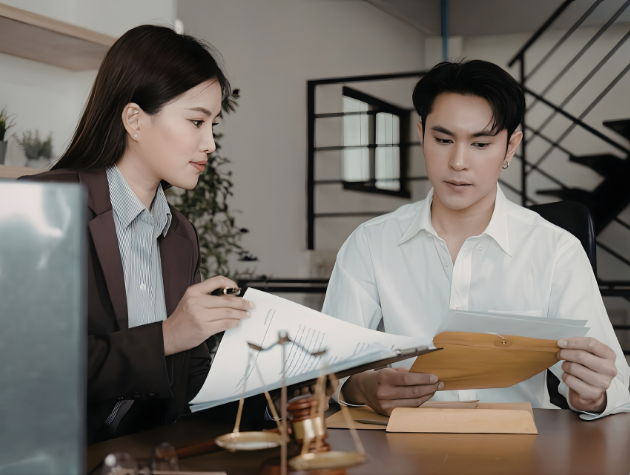 In-house legal leaders reviewing documents to support data driven legal leadership decisions