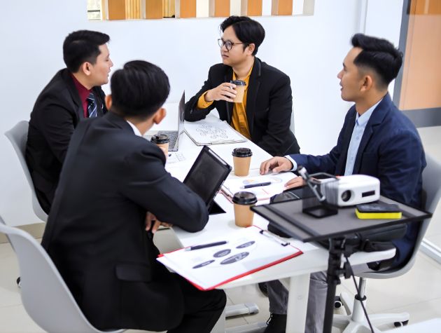 In-house counsel discussing legal operations changes with business teams